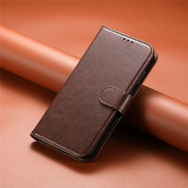 For iPhone 17e / 16e Wallet Phone Case with 8 Card Slot Stand PU Leather Folio Flip Cover - Coffee