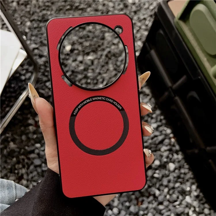 Étui de protection antichoc pour Nothing Phone (3a) Pro en cuir PU + TPU compatible avec MagSafe - Rouge
