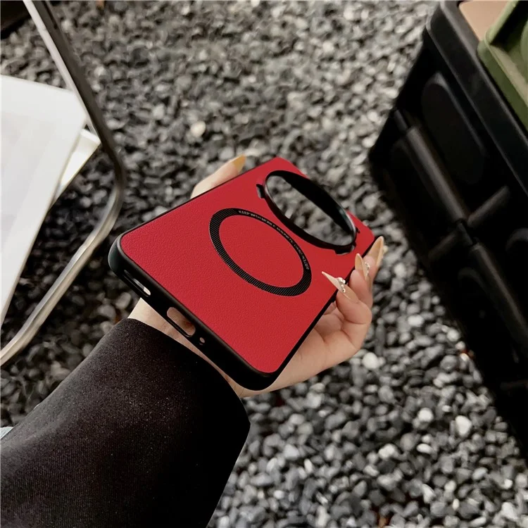 Étui de protection antichoc pour Nothing Phone (3a) Pro en cuir PU + TPU compatible avec MagSafe - Rouge