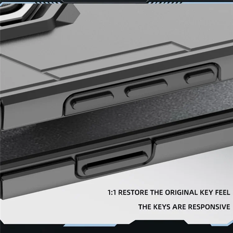 For iPhone 16 Case Rotatable Ring Kickstand PC + TPU Shockproof Phone Cover - Titanium Grey