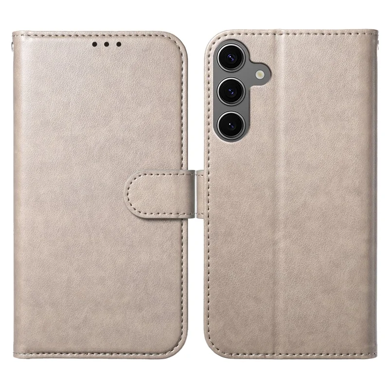 For Samsung Galaxy S25 Wallet Phone Case with 8 Card Slot Stand PU Leather Folio Flip Cover - Grey
