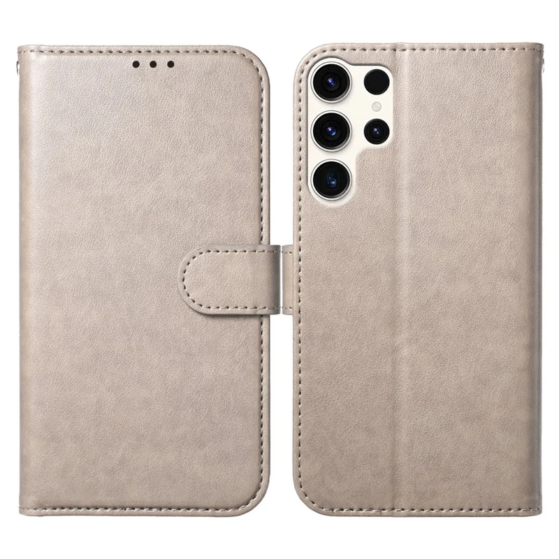 For Samsung Galaxy S25 Ultra Wallet Phone Case with 8 Card Slot Stand PU Leather Folio Flip Cover - Grey