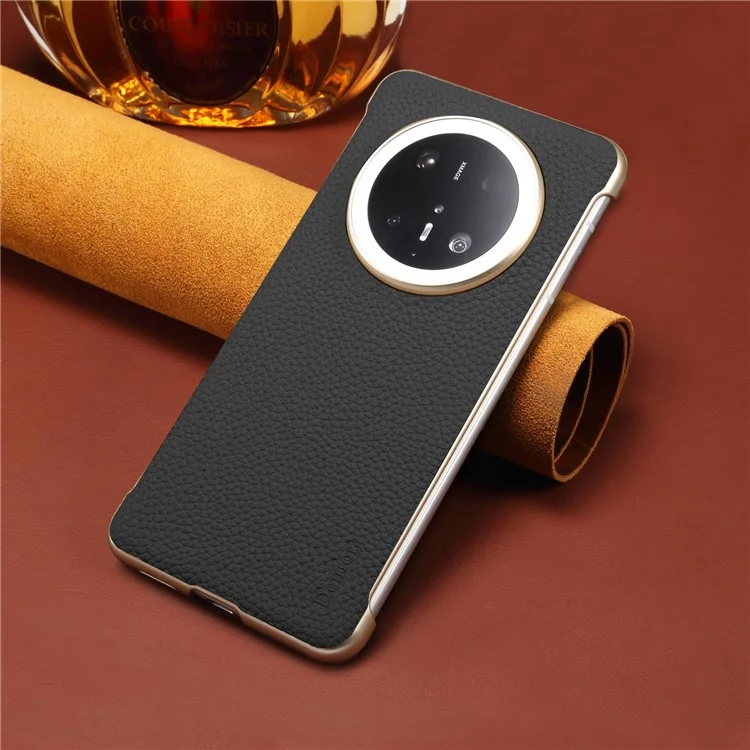 Pour Huawei Mate 70 Pro / 70 Pro+ Étui Magnétique en Cuir de Vache Véritable Texture de Litchi + Coque de Téléphone sans Bordure en PC - Noir