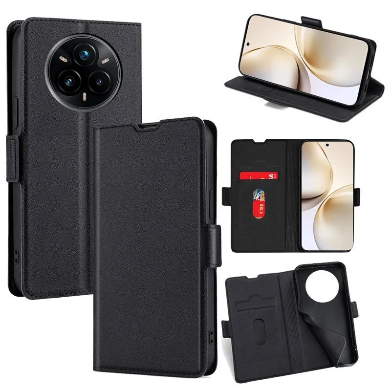 For Realme 14 Pro 5G Case Card Holder PU Leather Phone Cover - Zwart