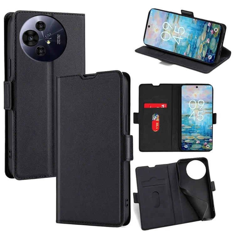 Funda de Teléfono de Cuero PU con Soporte para Tarjetas para TCL 50 NxtPaper 5G / 50 Pro NxtPaper 5G - Negro