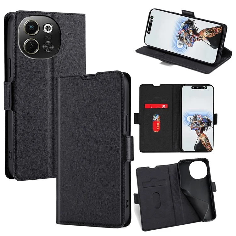 Capa para TECNO Pova 6 Neo 5G / Spark 30 5G com Porta-cartões em Couro PU - Preto