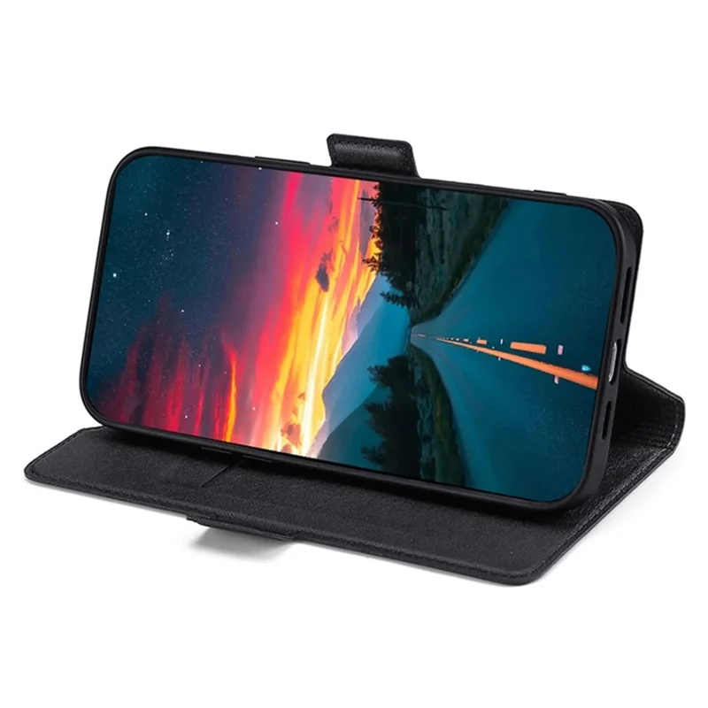 Voor Samsung Galaxy A56 5G hoesje met kaarthouder van PU leer telefoonhoes - Zwart