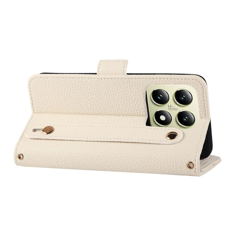 For Xiaomi 14T Leather Case RFID Blocking Shockproof Wallet Phone Cover with Straps - Beige