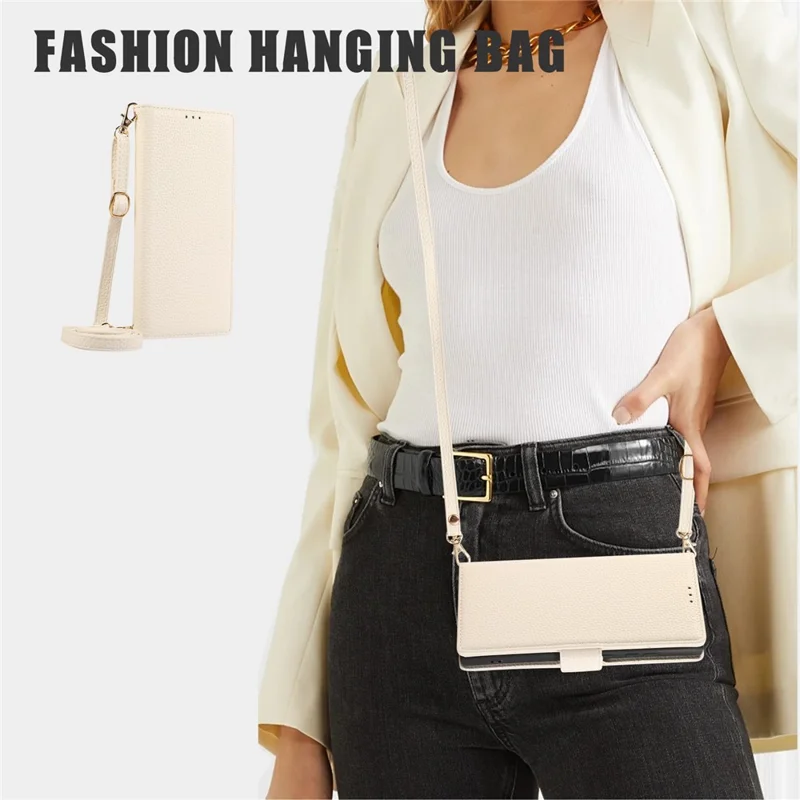 For Xiaomi 14T Leather Case RFID Blocking Shockproof Wallet Phone Cover with Straps - Beige