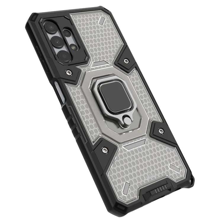 Для Samsung Galaxy A13 4G / 5G Hard PC Soft TPU Shock Absorption Cash Case Держатель Кольца Кольца Kickstend Защитная Крышка - Серый