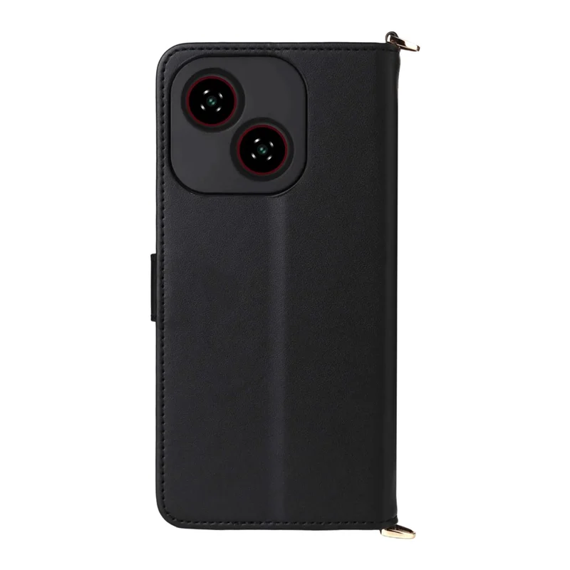 Für ZTE Blade A35e (Z2466) Hülle mit Schulterriemen Geldbörse Lederhülle für Handy - Schwarz
