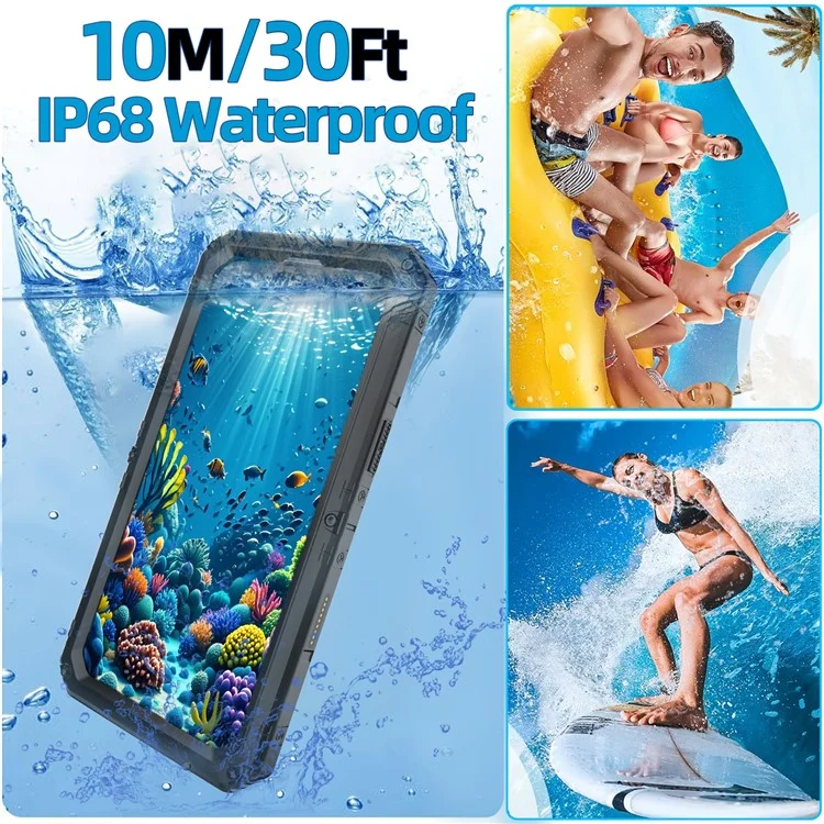 IP68 wasserdichte Handyhülle für iPhone 16 Pro Max Metall + Silikon Hülle mit Displayschutz - Schwarz