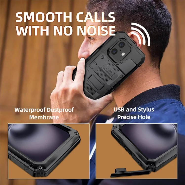 Funda Impermeable IP68 para iPhone 16 Plus Metálica + Silicona con Protector de Pantalla - Negro