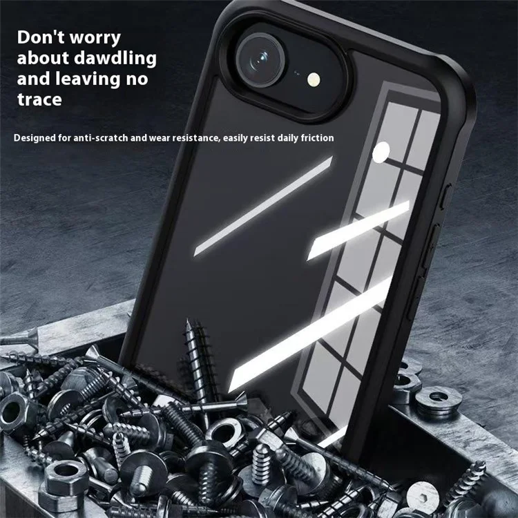 Для iPhone 16e Чехол с двухсторонним закалённым стеклом + силикон + TPU - Чёрный