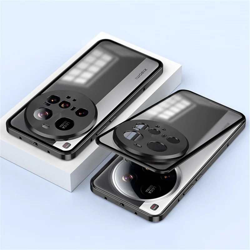 For Xiaomi 15 Ultra Matte Case Aluminium Alloy + PC Phone Cover Pop-Up Snap Lock - Black