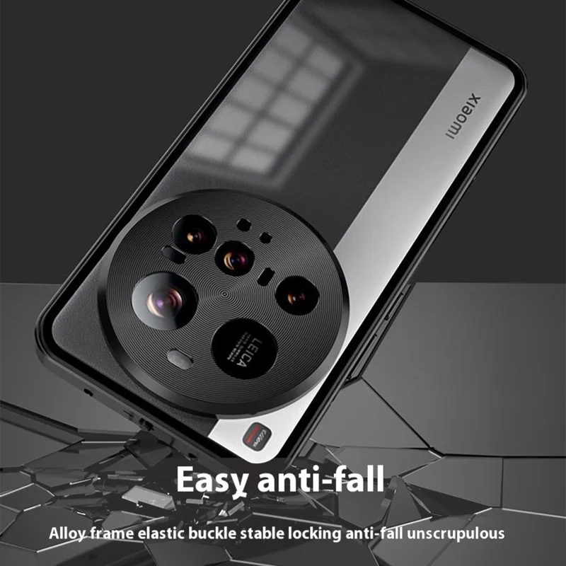 For Xiaomi 15 Ultra Matte Case Aluminium Alloy + PC Phone Cover Pop-Up Snap Lock - Black