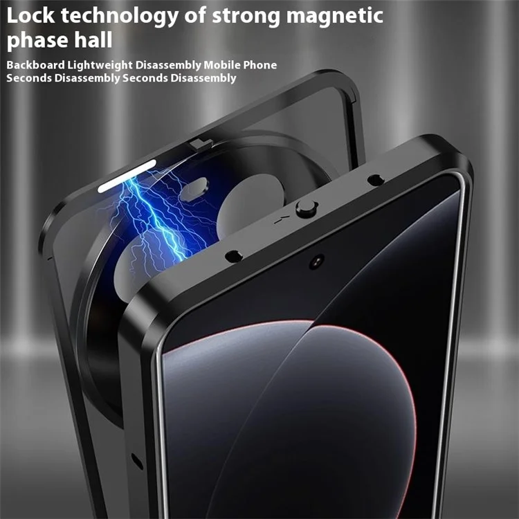 For Xiaomi 15 Ultra Matte Case Aluminium Alloy + PC Phone Cover Pop-Up Snap Lock - Black