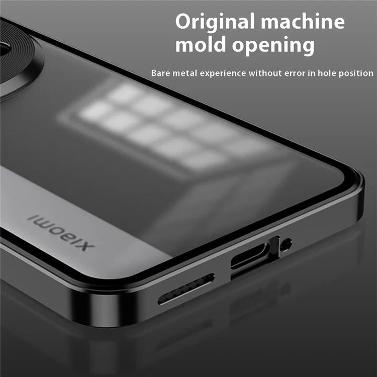 For Xiaomi 15 Ultra Matte Case Aluminium Alloy + PC Phone Cover Pop-Up Snap Lock - Black
