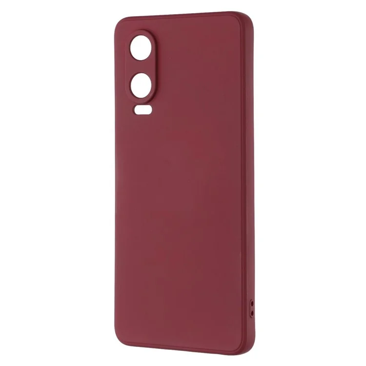 For OnePlus Nord CE4 Lite 5G / Oppo K12x 5G (China) Case TPU Back Soft Anti-Scratch Fiber Lining Phone Cover - Wine Red