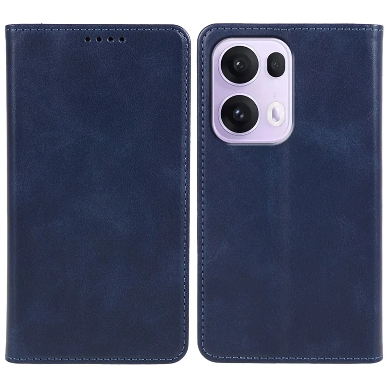 For Oppo Reno13 5G (Global) Case Strong Magnetic PU Leather Phone Cover Calf Texture - Blue