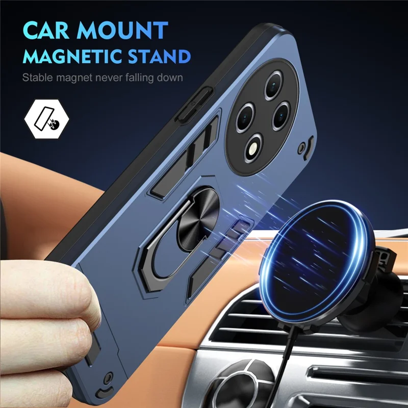 For TECNO Camon 30S 4G / 30S Pro 4G Case PC+TPU Drop Defend Phone Cover with Ring Kickstand - Blue