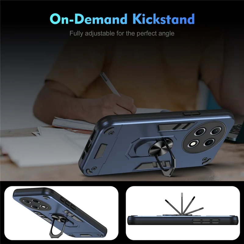 For TECNO Camon 30S 4G / 30S Pro 4G Case PC+TPU Drop Defend Phone Cover with Ring Kickstand - Blue