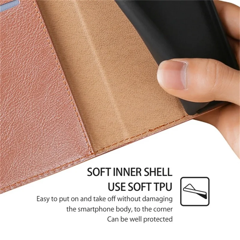 For iPhone 17e / 16e Case Wallet PU Leather Magnetic Auto-Absorbed Phone Cover - Rose Gold