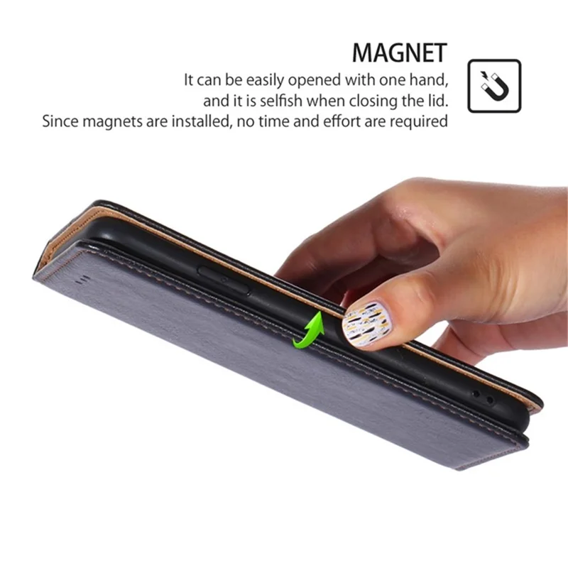 For TCL 503 Case Wallet PU Leather Magnetic Auto-Absorbed Phone Cover - Black