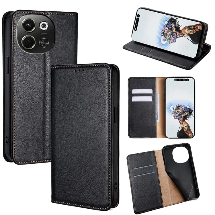 Wallet Case for TECNO Pova 6 Neo 5G / Spark 30 5G PU Leather Magnetic Auto-Absorbed Phone Cover - Black