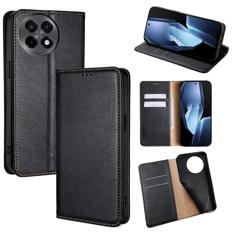 For OnePlus Ace 5 5G / 5 Pro 5G Case Wallet PU Leather Magnetic Auto-Absorbed Phone Cover - Black