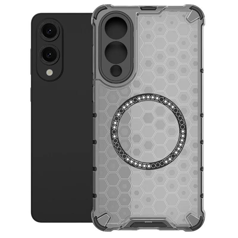 Capa para Samsung Galaxy S25 Edge Compatível com MagSafe Design de Colmeia TPU + PC - Cinza