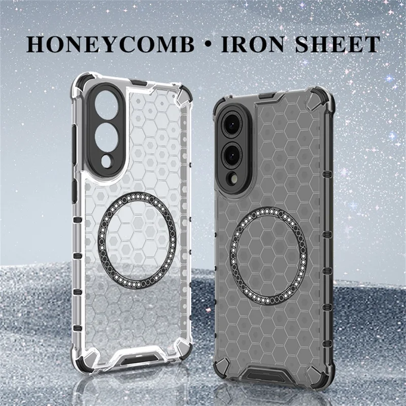 Capa para Samsung Galaxy S25 Edge Compatível com MagSafe Design de Colmeia TPU + PC - Cinza