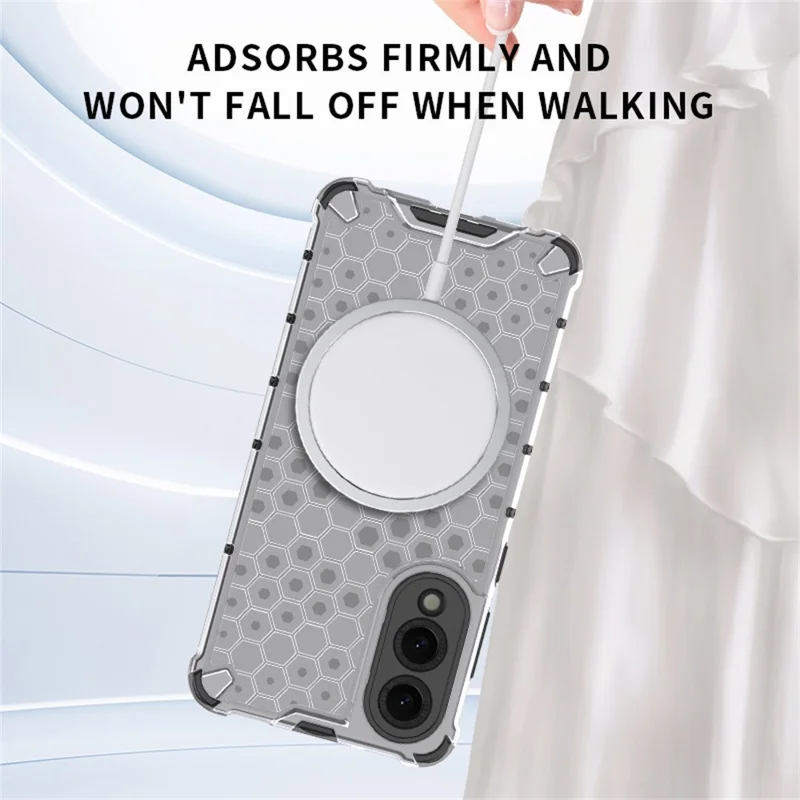 Capa para Samsung Galaxy S25 Edge Compatível com MagSafe Design de Colmeia TPU + PC - Cinza
