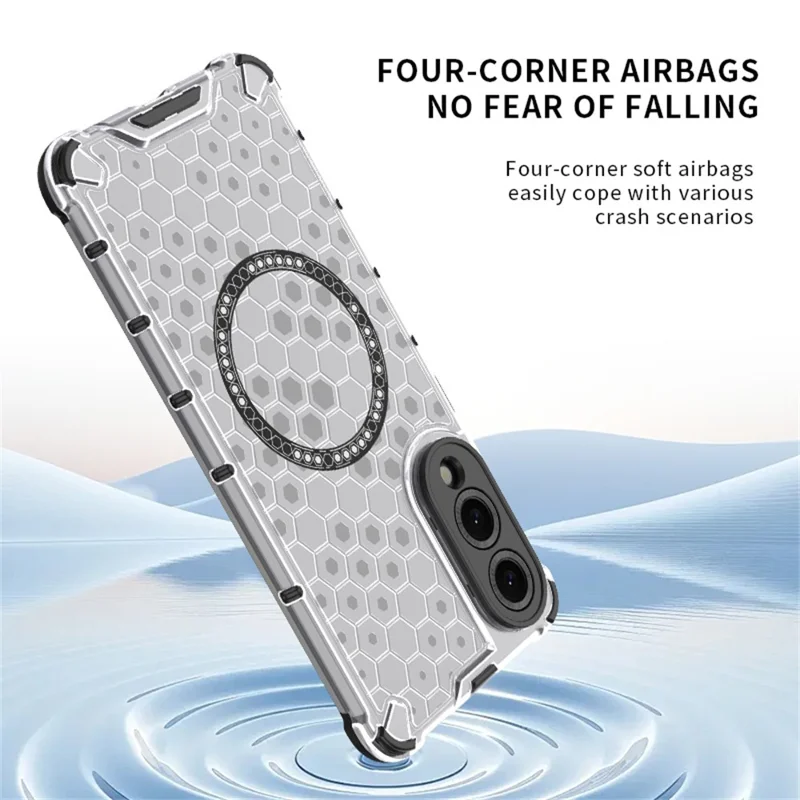 Capa para Samsung Galaxy S25 Edge Compatível com MagSafe Design de Colmeia TPU + PC - Cinza