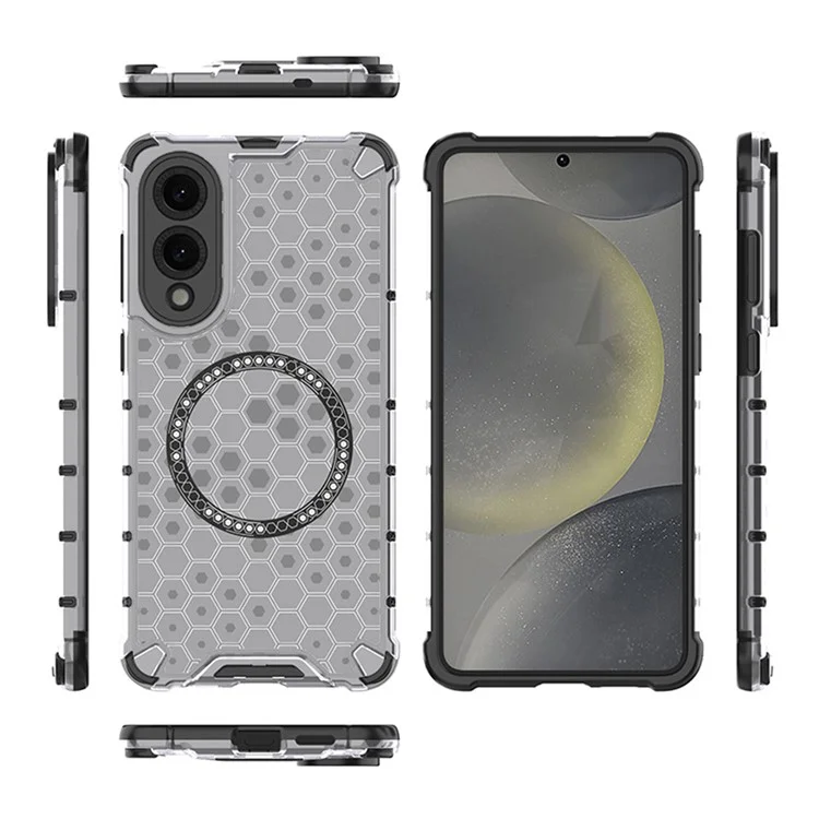 Capa para Samsung Galaxy S25 Edge Compatível com MagSafe Design de Colmeia TPU + PC - Cinza