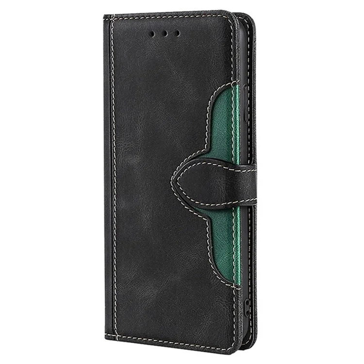 For iPhone 16e Case Leather Wallet Phone Cover with Straw Hat Magnetic Clasp - Black