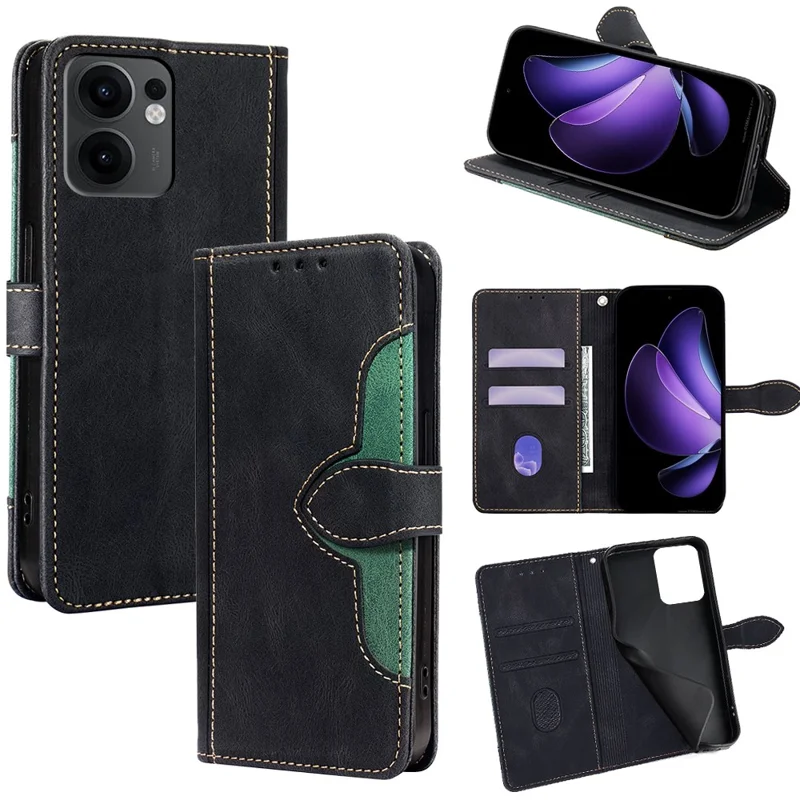 Per Oppo Reno13 F 4G / 5G Custodia Portafoglio in Pelle con Fermaglio Magnetico a Cappello di Paglia - Nero