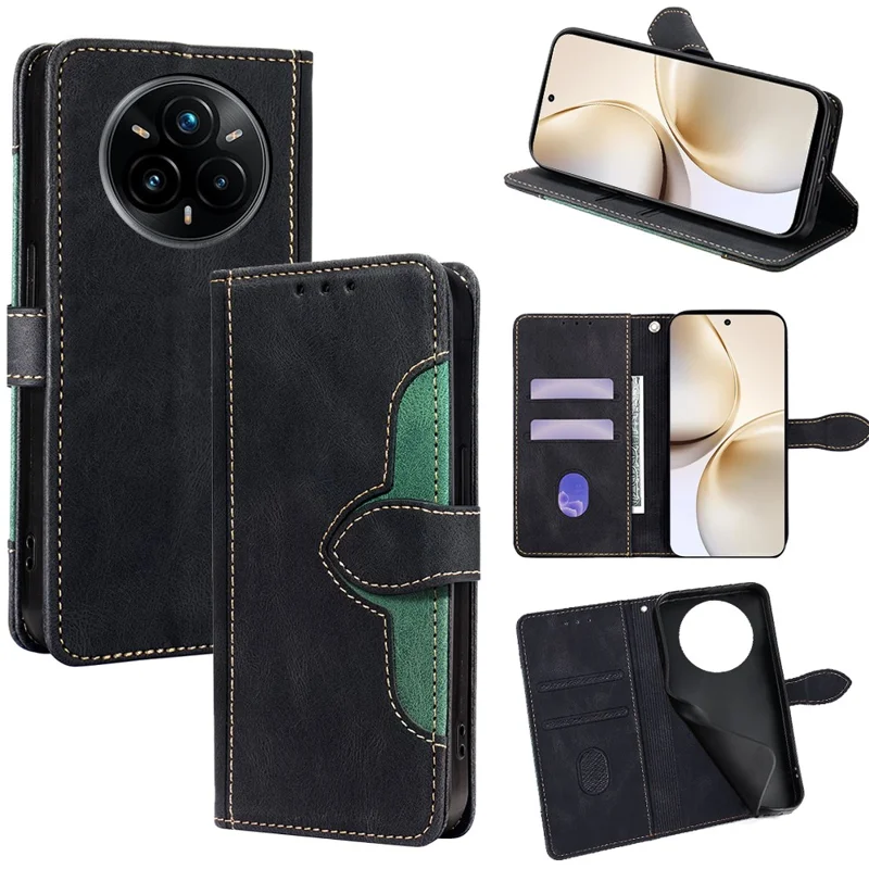 Realme 14 Pro 5G hoesje Leer portemonnee telefoonhoesje met strohoed magnetische sluiting - Zwart