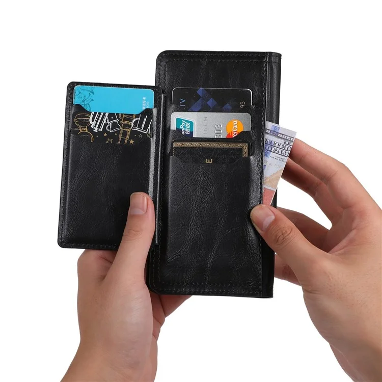 Capa de Telefone com Bolso Zipper para Samsung Galaxy A23 5G (Versão Global) / 4G à Prova de Choque Capa de Telefone de Couro PU com Suporte e Fecho Magnético - Preto