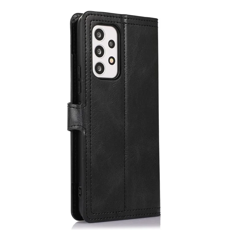 Capa de Telefone com Bolso Zipper para Samsung Galaxy A23 5G (Versão Global) / 4G à Prova de Choque Capa de Telefone de Couro PU com Suporte e Fecho Magnético - Preto