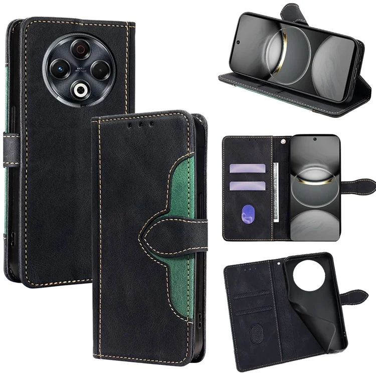 Funda de cuero tipo cartera para TECNO Spark 30 4G con cierre magnético y detalle de sombrero de paja - Negro