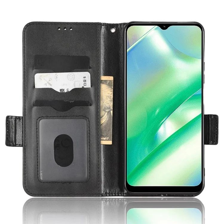 Para Realme C33 4G Impresso Triângulo Padrão PU Caelo Capelo de Capela Banda Mantagem Mantagem Maus - Preto