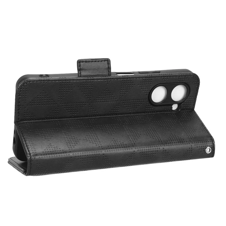 Para Realme C33 4G Impresso Triângulo Padrão PU Caelo Capelo de Capela Banda Mantagem Mantagem Maus - Preto