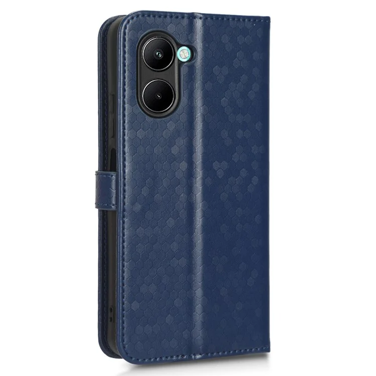 For Realme C33 4G Dot Pattern Imprinted Wallet Case Magnetic PU Leather Stand Flip Phone Cover with Strap - Blue