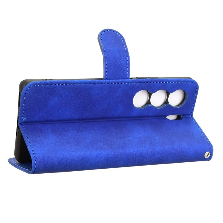 For TECNO Camon 40 4G Leather Case Skin Feel Anti Drop Wallet Flip Phone Cover - Blue