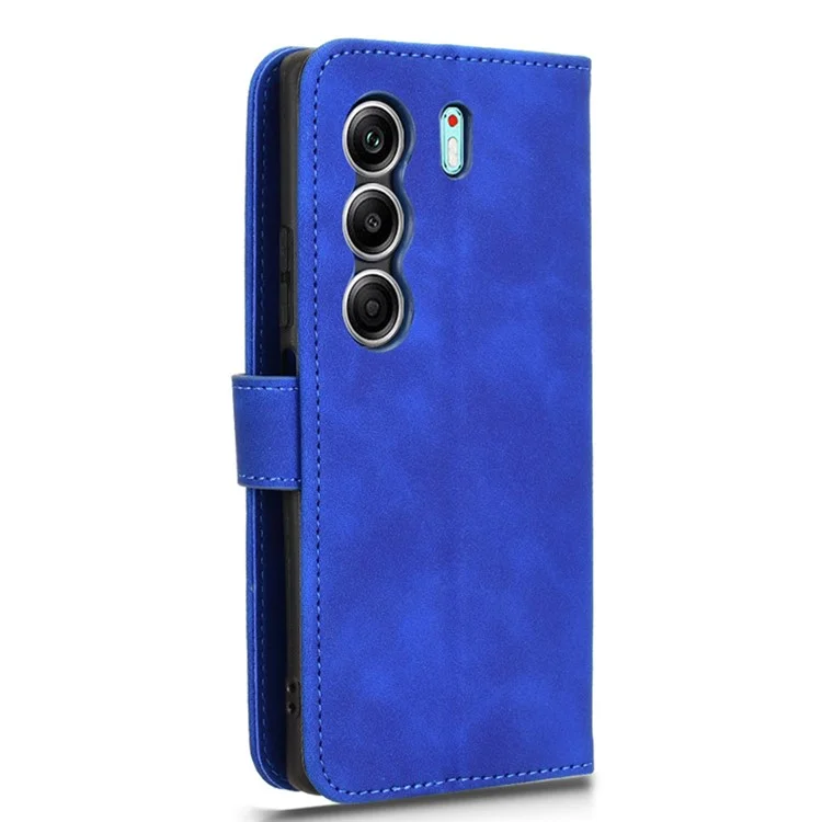 For TECNO Camon 40 4G Leather Case Skin Feel Anti Drop Wallet Flip Phone Cover - Blue