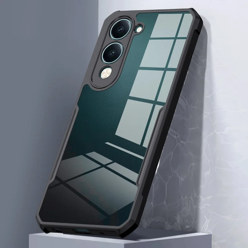 XUNDD Pour vivo Y29s 5G / Y04 4G Étui Antichoc TPU + Acrylique Coque Arrière Transparente pour Téléphone