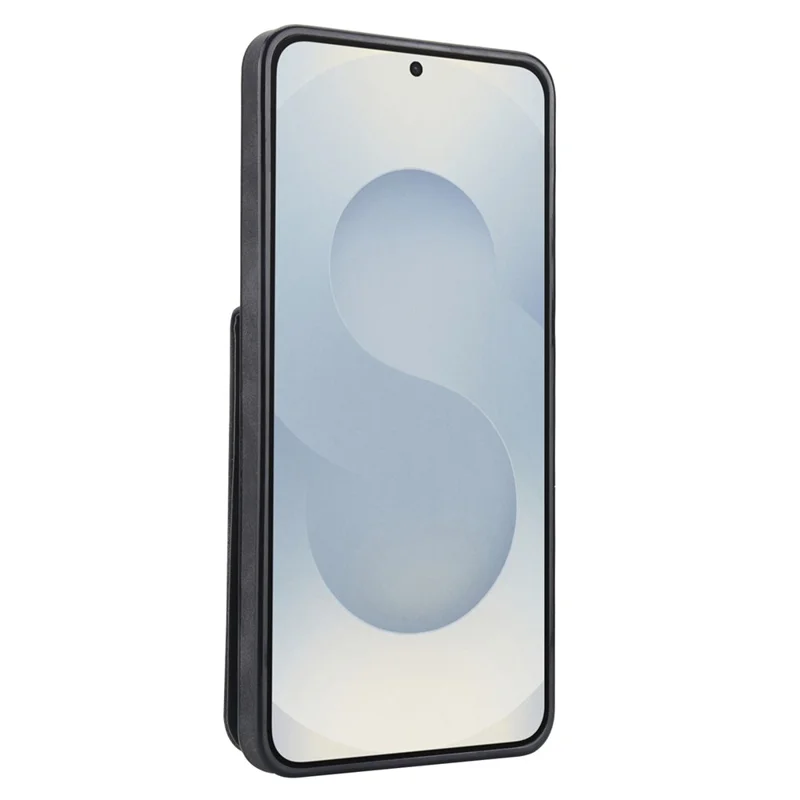 For Samsung Galaxy S25 Edge Case Zipper RFID Blocking Retro Leather + TPU Phone Cover with Kickstand - Black