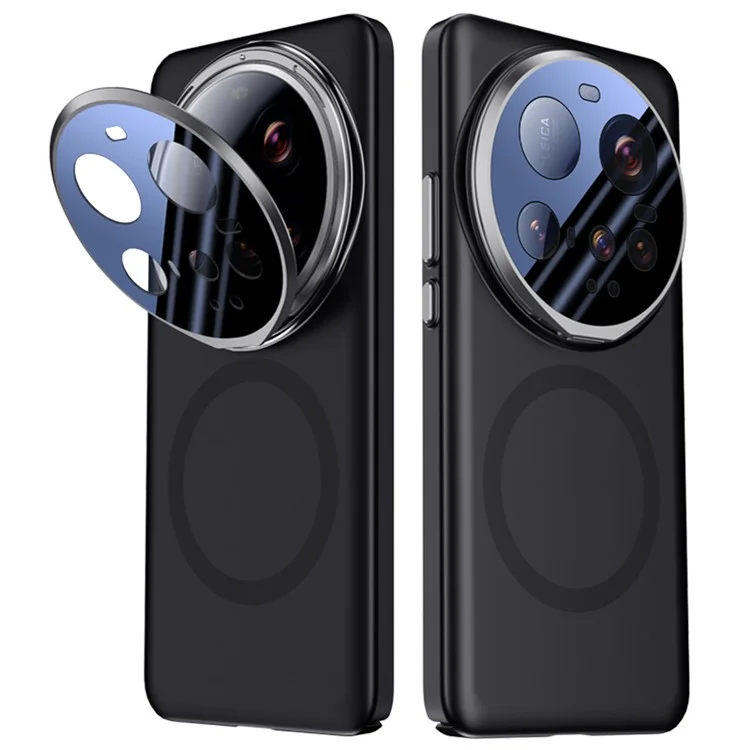 For Xiaomi 15 Ultra Case Compatible with MagSafe Lens Film Kickstand Hard PC Phone Cover - Black