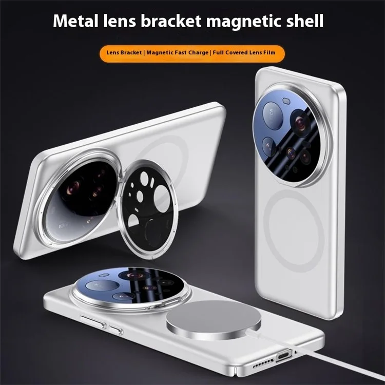 For Xiaomi 15 Ultra Case Compatible with MagSafe Lens Film Kickstand Hard PC Phone Cover - Black